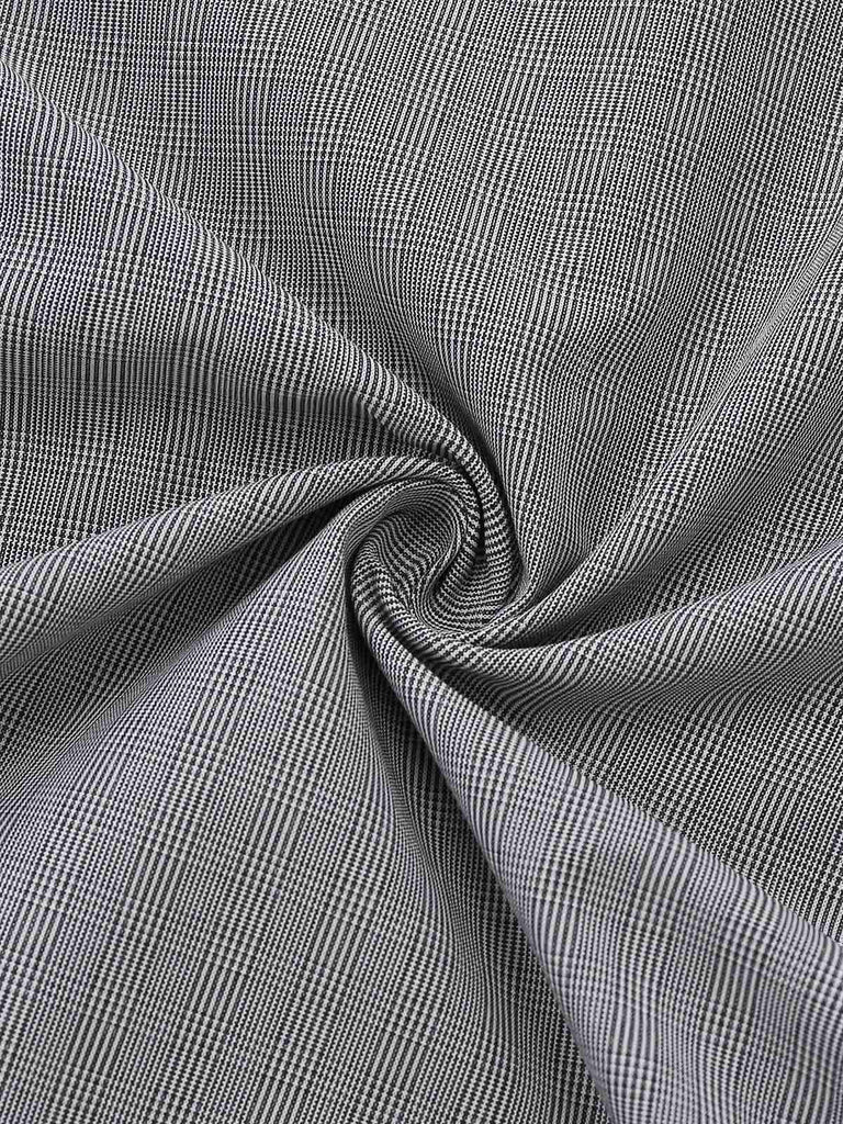 [Pre-Sale] Gray 1950s Satin Plaid Ruffle Stand Collar Dress