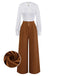 [Pre-Sale] Brown 1930s Ruched Brooch Royal Style Jumpsuit