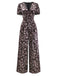 [Pre-Sale] Brown 1970s Paisley Velvet Puff Sleeve Jumpsuit