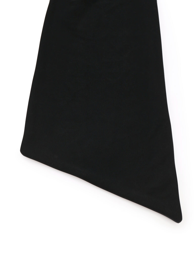 [Pre-Sale] Black 1960s Strapless Velvet Ruched Ribbon Tie Dress