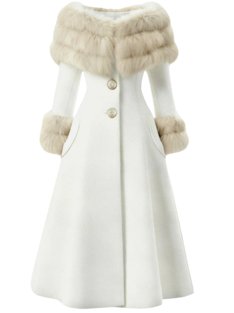 [Pre-Sale] Cream 1950s Multi-Layer Fur Collar Patchwork Coat