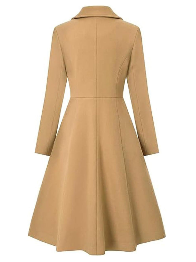 1950s Solid Notched Collar Dress Coat