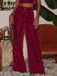 1970s Solid Velvet Wide Leg Pants