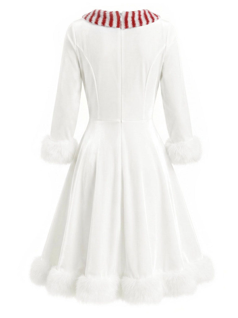 christmas dress snowman Red & White 1950s Velvet brides keep your middle nice Chiffon Spaghetti Strap Bridesmaid Size:L   (8)