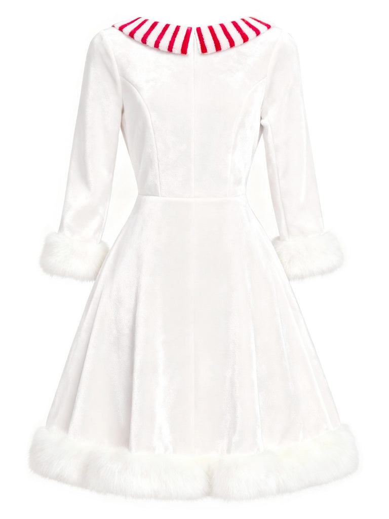 [Pre-Sale] Red & White 1950s Christmas Snowman Velvet Dress