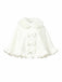 White 1940s Fur-Collar Bow Ruffled Hem Cape
