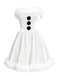 [Pre-Sale] White 1960s Snowman Velvet Plush Trim Strapless Dress
