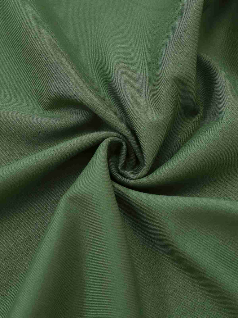 [Pre-Sale] Beige & Green 1950s Knit Off-Shoulder Pleated Dress