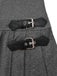 [Pre-Sale] Gray 1970s Knitted Leather Buckle Pleated Dress
