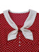 [Pre-Sale] Red 1940s Bunny Ear Knot Polka Dot Puff Dress