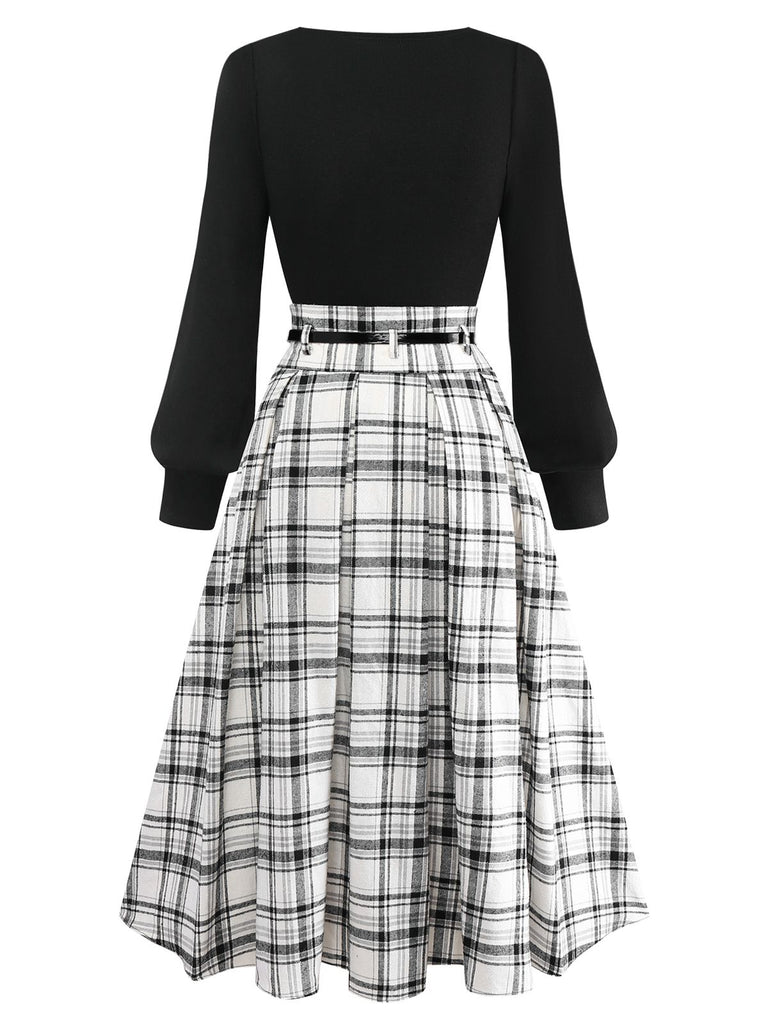 [Pre-Sale] 2PCS 1950s Lantern Sleeve Knitted Top & Cotton Pleated Skirt