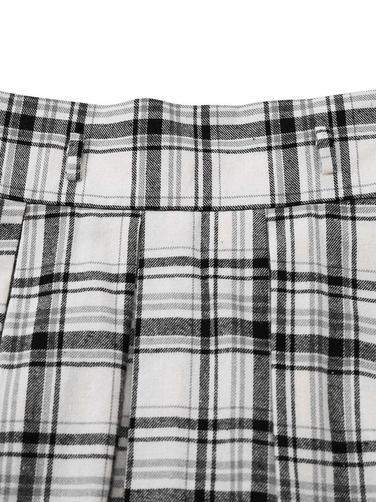 [Pre-Sale] White 1950s Cotton Belt A-Line Pleated Skirt