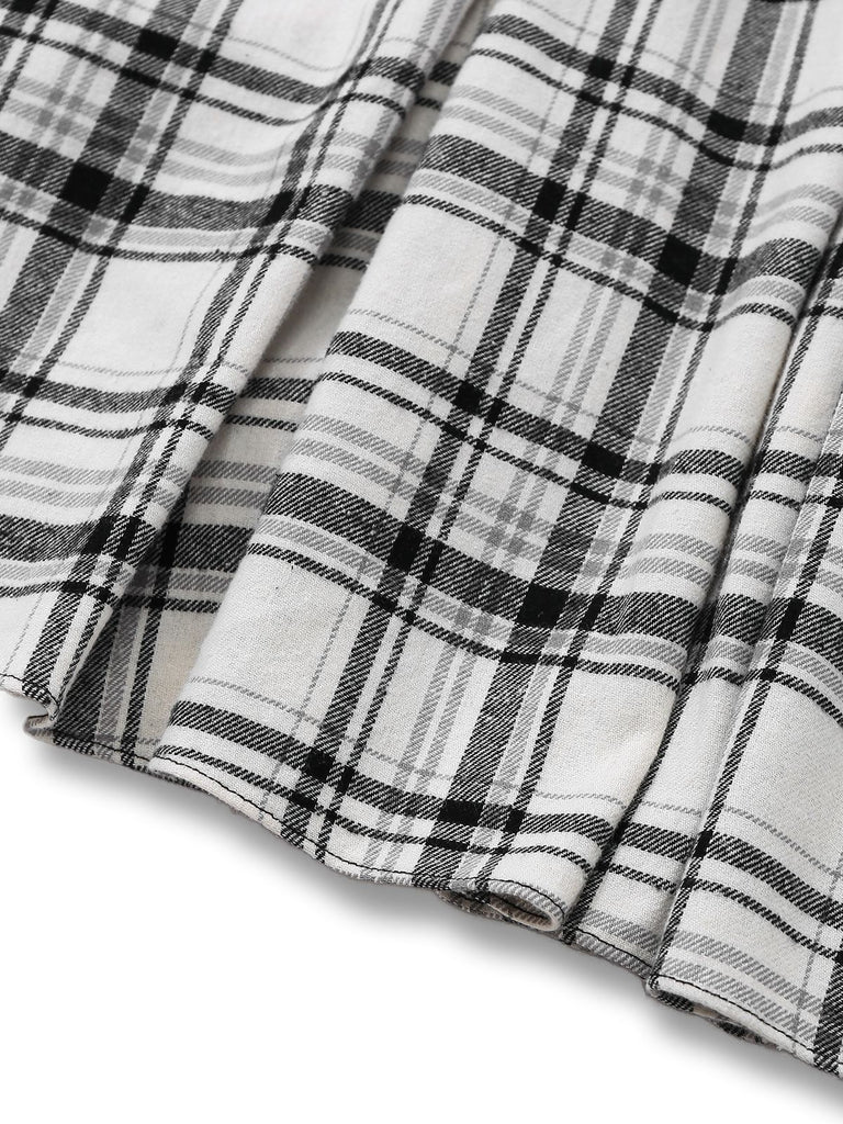 [Pre-Sale] White 1950s Cotton Belt A-Line Pleated Skirt