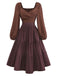 [Pre-Sale] Brown 1950s Gingham Lace-Up Backless Tiered Dress