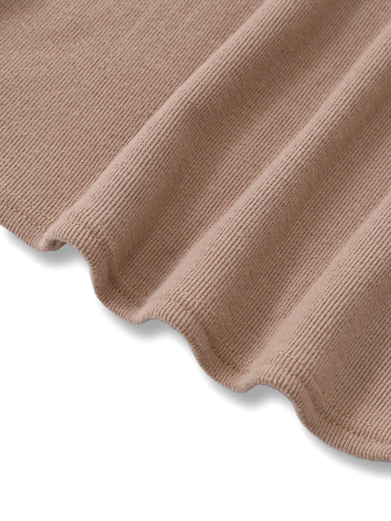 [Pre-Sale] Beige 1960s Cutout Layered Long Sleeve Knit Sweater