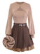 [Pre-Sale] 2PCS Brown 1960s Cutout Layered Knit Sweater & Pleated Mini Skirt
