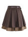 [Pre-Sale] 2PCS Brown 1960s Cutout Layered Knit Sweater & Pleated Mini Skirt
