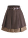 [Pre-Sale] 2PCS Brown 1960s Cutout Layered Knit Sweater & Pleated Mini Skirt