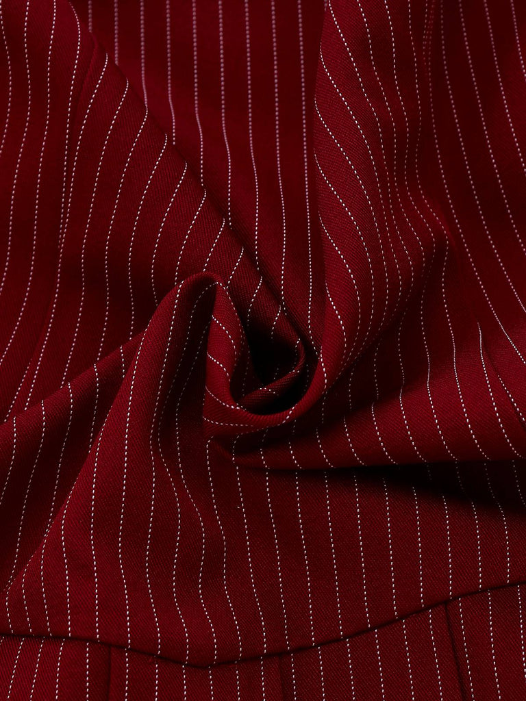 [Pre-Sale] Red 1960s MOD Vertical Striped Pleated Dress