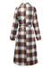 Khaki 1930s Gingham Plaid Faux-Wool Coat