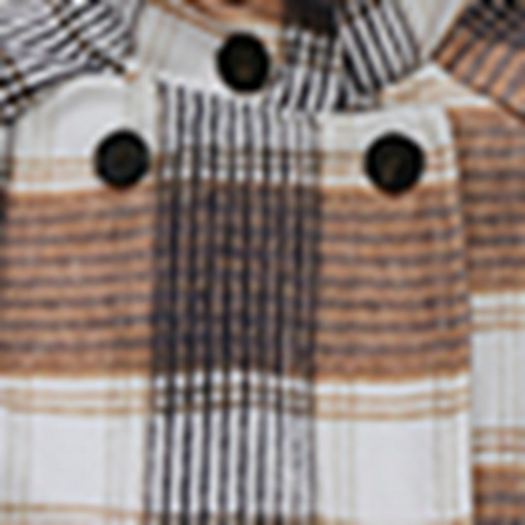 Khaki 1930s Gingham Plaid Faux-Wool Coat