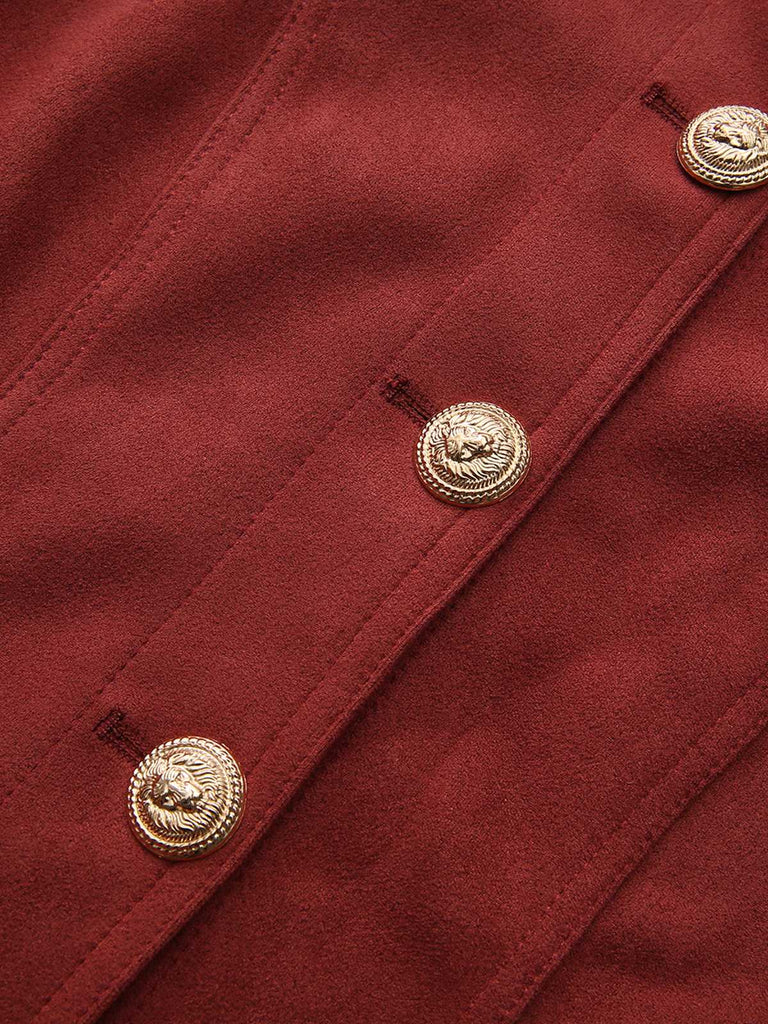 Brown 1980s Stand Collar Suede Cropped Jacket