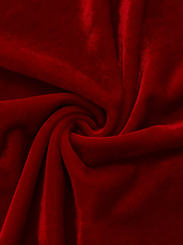 Red 1930s Mrs. Claus Costume Velvet Dress Set