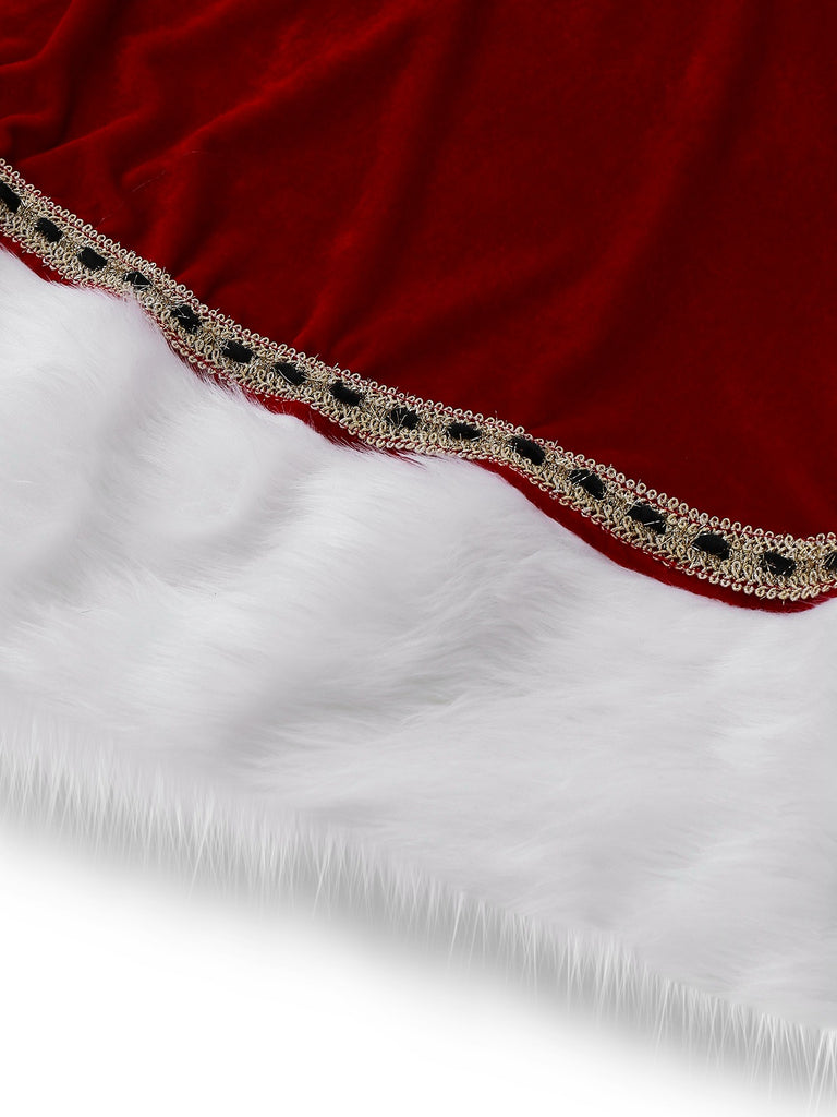 Red 1930s Mrs. Claus Costume Velvet Dress Set