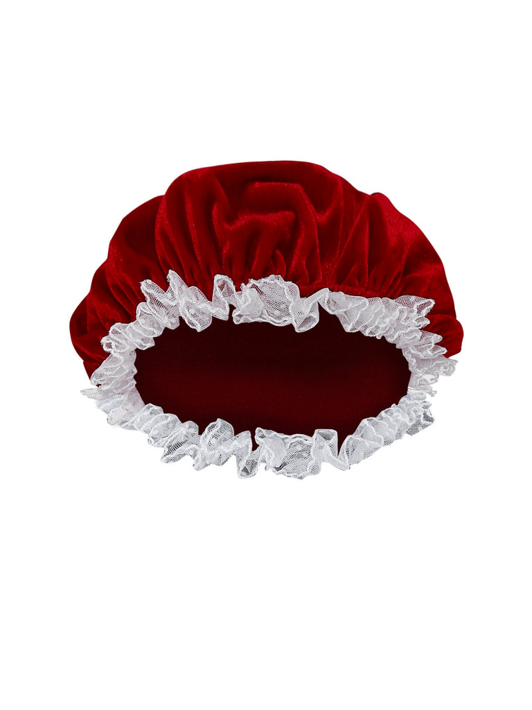 Red 1930s Mrs. Claus Costume Velvet Dress Set