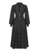 1940s Notched Collar Lantern Sleeve Button Dress