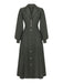1940s Notched Collar Lantern Sleeve Button Dress