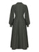 1940s Notched Collar Lantern Sleeve Button Dress
