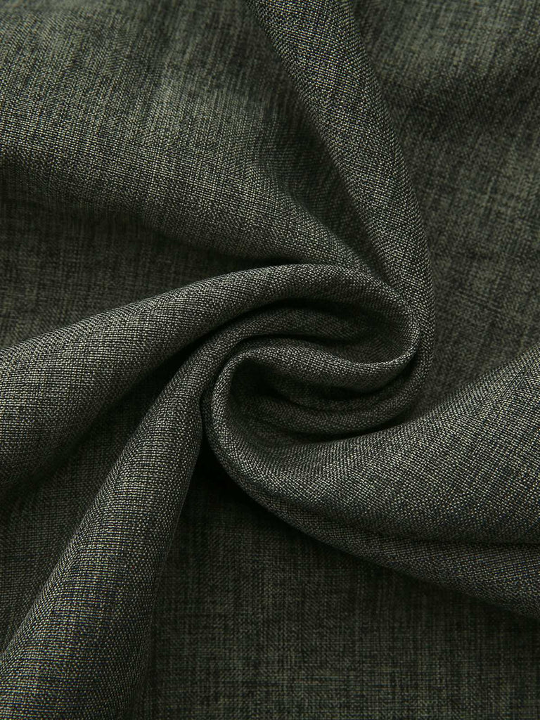 1940s Notched Collar Lantern Sleeve Button Dress