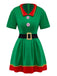 Green 1960s Christmas Elf Cosplay Costume Dress Set