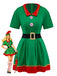 Green 1960s Christmas Elf Cosplay Costume Dress Set