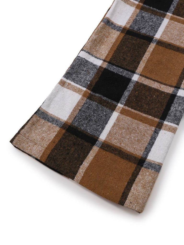 2PCS Khaki 1950s Faux Wool Plaid Sleeveless Vest & Pants