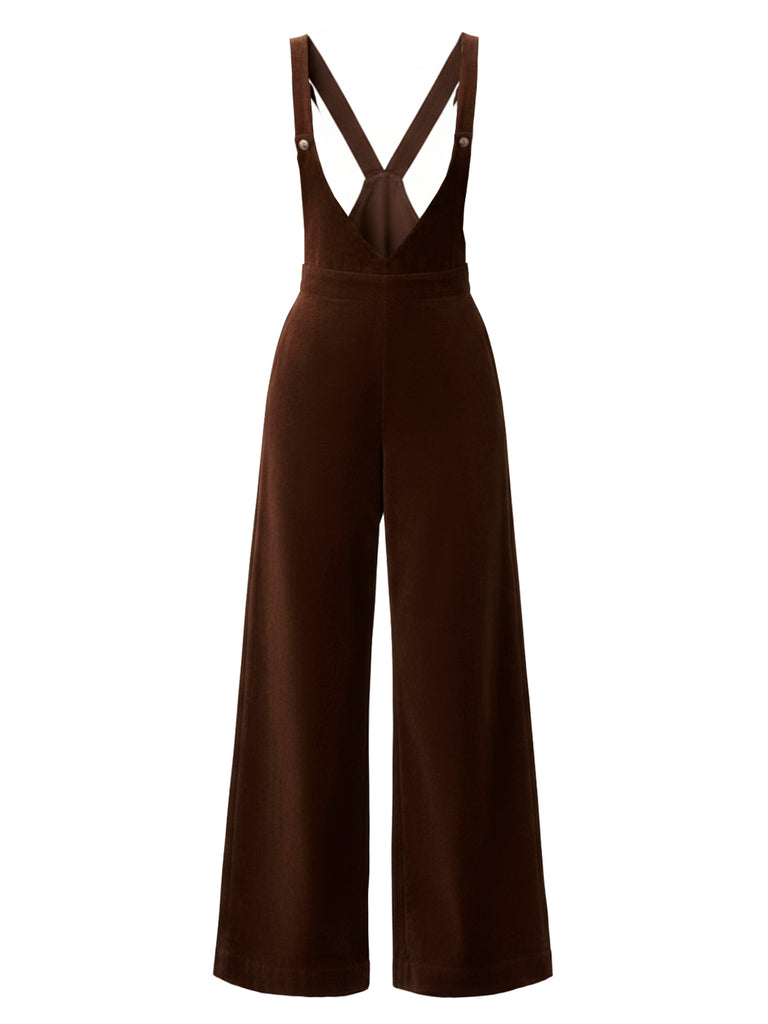 [Pre-Sale] Brown 1940s Twill Solid Suspender Pants