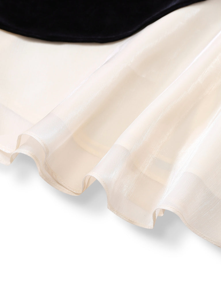 [Pre-Sale] Black 1950s Velvet Satin Off-Shoulder Bow Dress