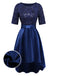 [Pre-Sale] Dark Blue 1950s Satin Sequined Embroidered Dress