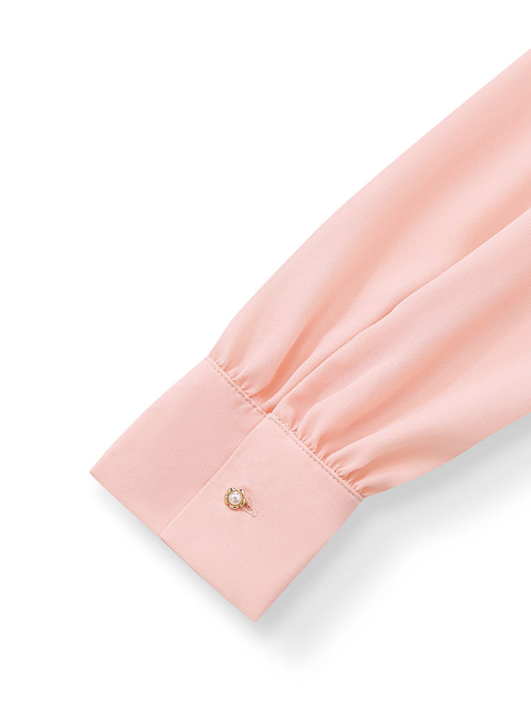 [Pre-Sale] Pink 1930s Colorblock Ruffled Irregular Lapel Jumpsuit