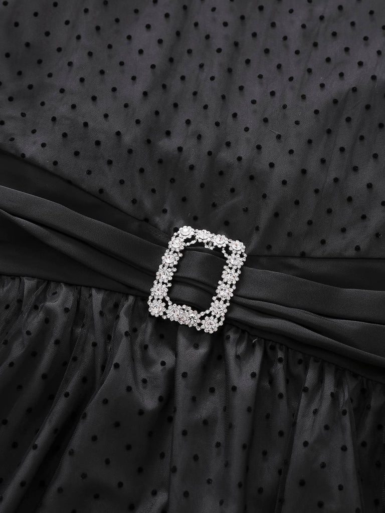 [Pre-Sale] Black 1920s Polka Dot Mesh Shift Dress