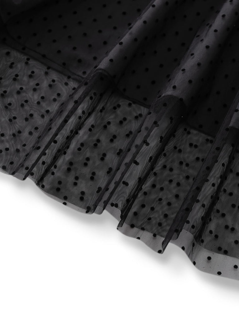 [Pre-Sale] Black 1920s Polka Dot Mesh Shift Dress