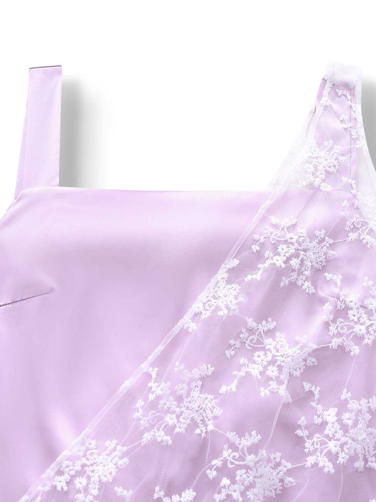 [Pre-Sale] Purple 1920s Floral Embroidered Mesh Satin Dress