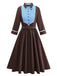 [Pre-Sale] Brown 1940s Contrasted Pin Tuck Lapel Dress