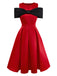 [Pre-Sale] Red 1950s Satin Bowknot Sleeve Swing Dress