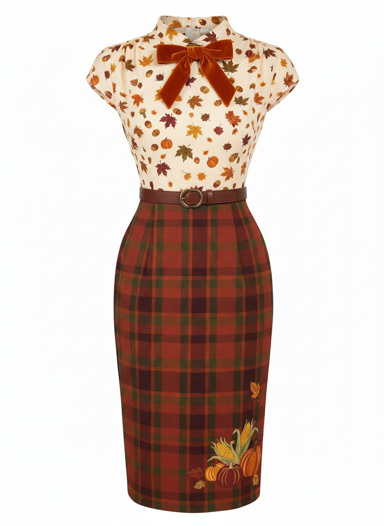 [Pre-Sale] Brown 1960s Thanksgiving Pumpkin Pencil Dress