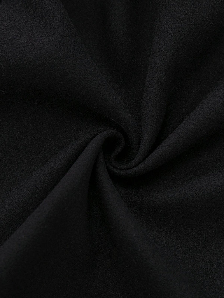 Black 1960s Lapel Plaid Faux-Wool Jacket