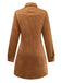 Brown 1970s Lapel Floral Embroidered Faux-Suede Dress