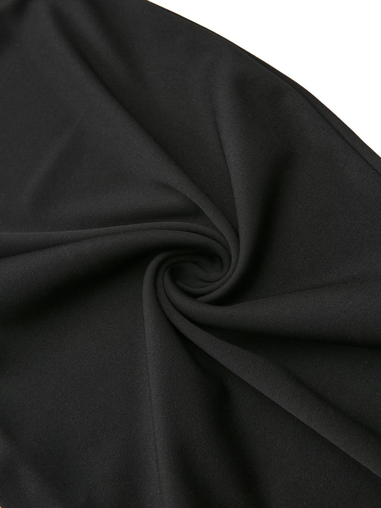 Black 1950s 3D-Floral Sleeveless Tie-Up Jumpsuit