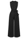 Black 1950s Pearl Beading Bow Belt Jumpsuit